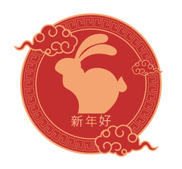 golden chinese rabbit emblem