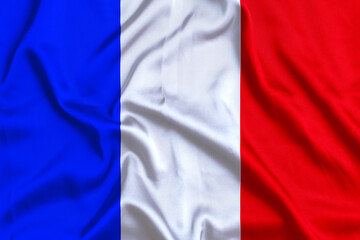 flag of France closeup. silk texture. waving country flag.