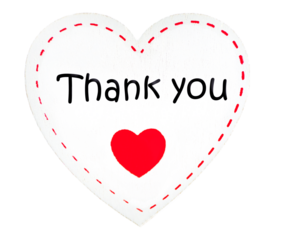 Isolated white heart with words Thank you. Symbol of appreciation