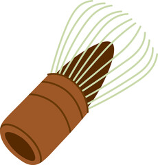 Bamboo whick for matcha powder flat icon