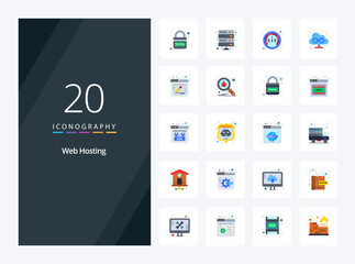 Fototapeta na wymiar 20 Web Hosting Flat Color icon for presentation