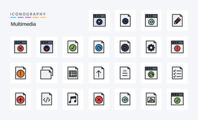 25 Multimedia Line Filled Style icon pack