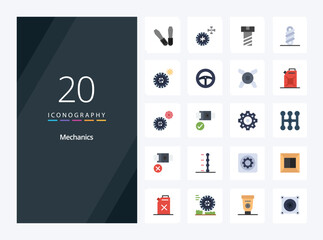 20 Mechanics Flat Color icon for presentation