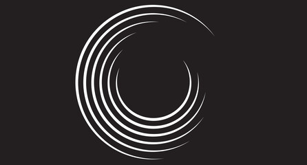 White circle speed lines isolated. Abstract speed lines in circle form, vector. For geometric art, elements design, logo, print materials and placard template. Abstract speed lines circles background