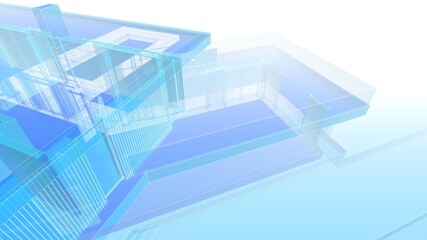 Fototapeta premium house building sketch architecture 3d illustration