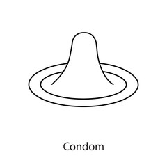 Barrier contraception method condom, line icon in vector