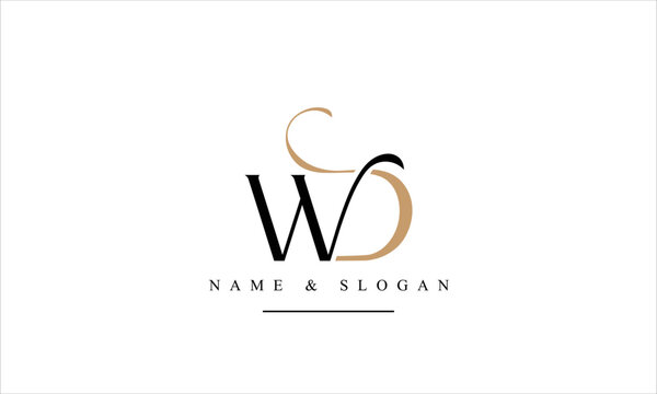 WD, DW, W, D abstract letters logo monogram