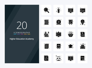 Fototapeta na wymiar 20 Academy Solid Glyph icon for presentation