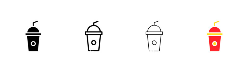 Cocktail flat icons set. Glass, cafe, milkshake, juice, fresh, refreshing, taste, fruit, ice, break, party, holiday. Drinks concept. Vector flat icons set on a white background