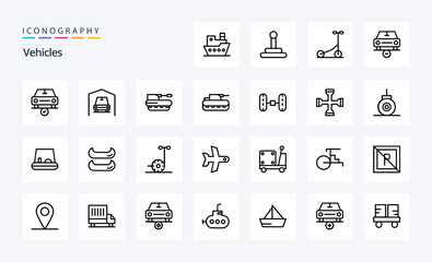 25 Vehicles Line icon pack