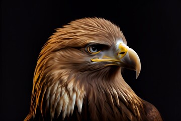 Obraz premium Close-up of an Eagle isolated on a black background. Generative AI