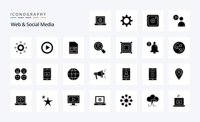 25 Web And Social Media Solid Glyph icon pack