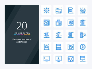 Fototapeta na wymiar 20 Devices Blue Color icon for presentation