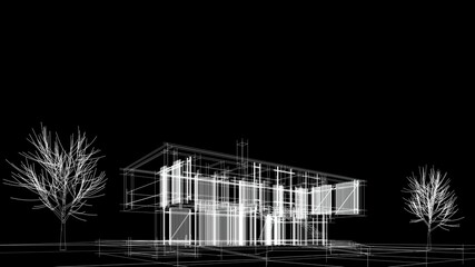 house building sketch architecture 3d illustration