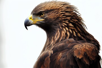 Obraz premium Close-up of an Eagle isolated on a white background. Generative AI