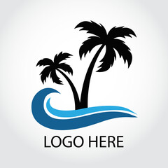 Palm beach logo icon design template vector. Eps10 vector illustration.