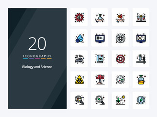 20 Biology line Filled icon for presentation