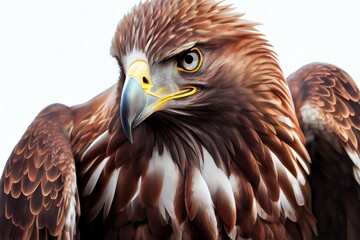 Fototapeta premium Close-up of an Eagle isolated on a white background. Generative AI