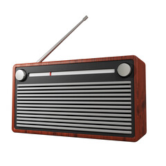 wooden old radio tuner vintage 3d render design