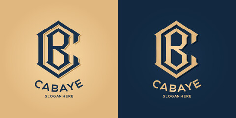 Letter c and b logo decorative style