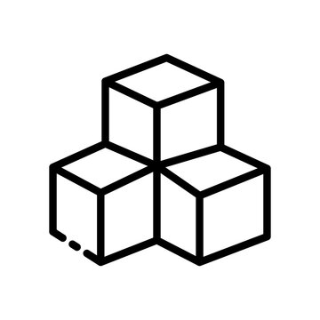 Cubes Line Icon. Solving Problems, Question Mark, Conundrum, Application Development, Creative Thinking. Board Games Concept. Vector Black Line Icon On A White Background