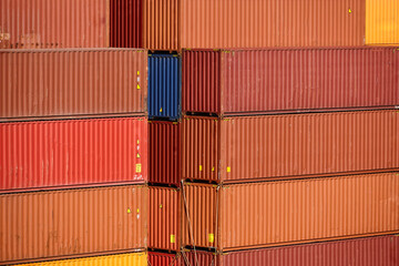 Containers stacked on a harbor. Trade industry. Global economy