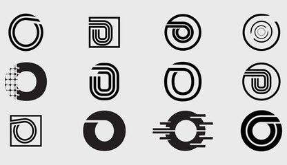 Set of Black O Letter logo design for your business brand. Vector illustration