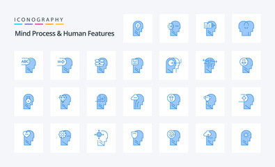 25 Mind Process And Human Features Blue icon pack