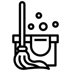 MOP AND BUCKET line icon