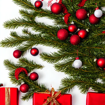 christmas tree and decorations ai image