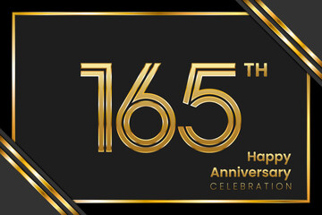 165th Anniversary. Anniversary Template Design With Golden Text, Vector Template Illustration