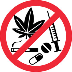 vector icon of prohibited drug use