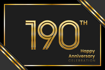 190th Anniversary. Anniversary Template Design With Golden Text, Vector Template Illustration