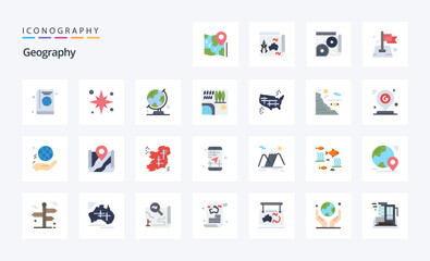 25 Geo Graphy Flat color icon pack