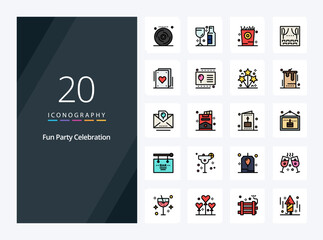 Fototapeta na wymiar 20 Party line Filled icon for presentation