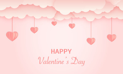 Paper cut concept in shape of a heart on pink background. Vector symbols of love for Happy Women's, Mother's, Valentine's Day, and birthday greeting card designs.