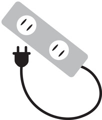 Plug Cord Electric Illustration Pastel Isometric Sockets Connection Cable Doodle
