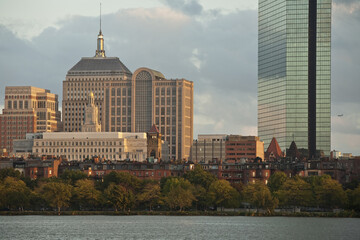 Skyscraper at the waterfront, John Hancock Tower, Charles River, Back Bay, Boston, Suffolk County, Massachusetts, USA