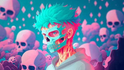 Anime ilustration of skull character - Generated by Generative