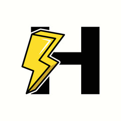 logo letter h with icon flash vector design