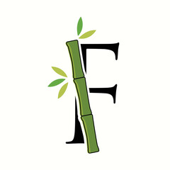 logo letter f with icon bamboo vector design