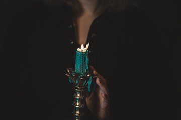 Altar, magic stuff, candles, wizarding illustration, energy, wicca concept	