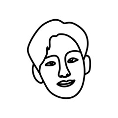 Beautiful girl face young attractive woman and man illustration beauty and handsome concept continuous line, set of face and hairstyle illustration, fashion concept, minimalism beautiful woman, vector