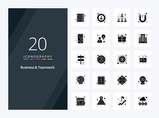 Fototapeta na wymiar 20 Business And Teamwork Solid Glyph icon for presentation