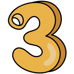 NUMBER THREE filled outline icon