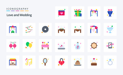 25 Wedding Flat color icon pack