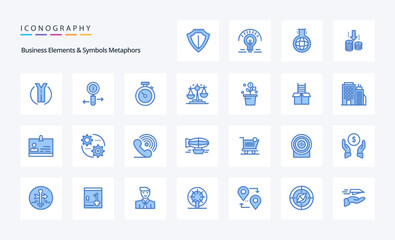 25 Business Elements And Symbols Metaphors Blue icon pack