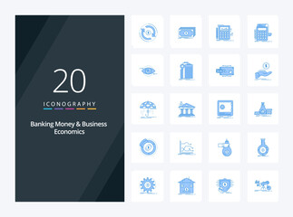 20 Banking Money And Business Economics Blue Color icon for presentation