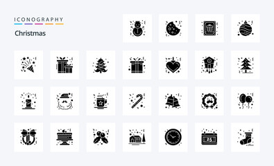 25 Christmas Solid Glyph icon pack