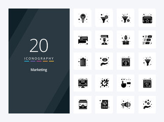 20 Marketing Solid Glyph icon for presentation